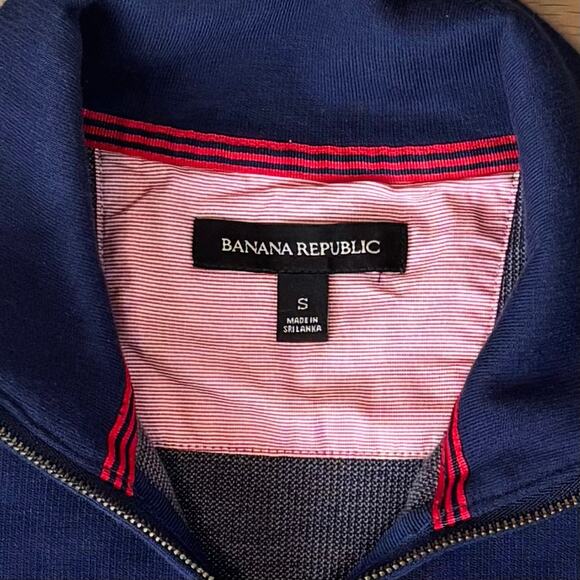 Banana Republic 1/4 Zip Knit Long Sleeve Shirt Nautical Stripe Navy Women Small - Picture 2 of 8